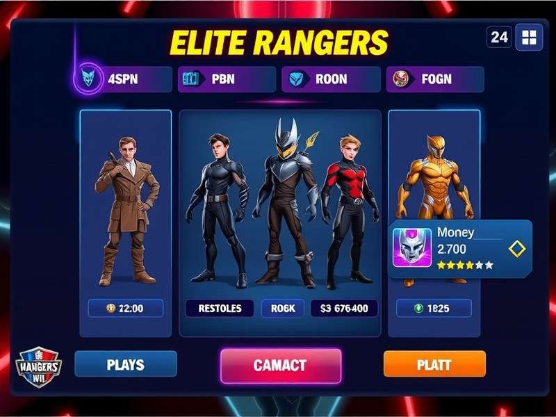 Elite Rangers Character Selection Screen
