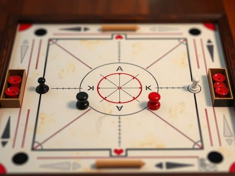 Professional Elite Carrom Champ board setup with pieces
