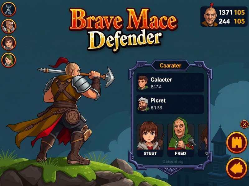 Brave Mace Defender gameplay screenshot showing combat interface
