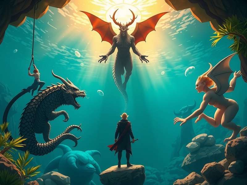 Divine Dive Sojourn character lineup showing diverse mythological beings