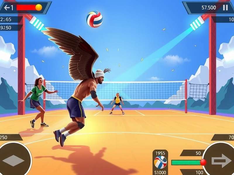 Volley Eagles Giant gameplay screenshot showing intense volleyball action