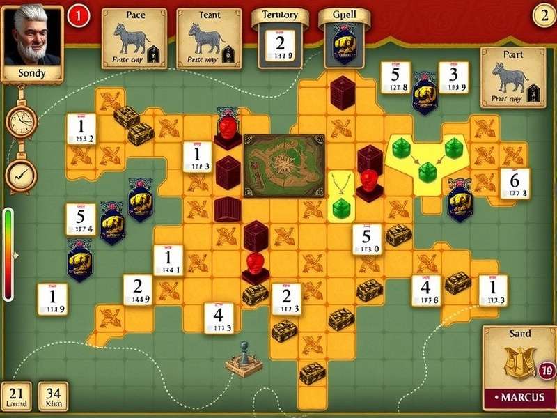 Margao Royal Warlord gameplay illustration showing strategic map and pieces