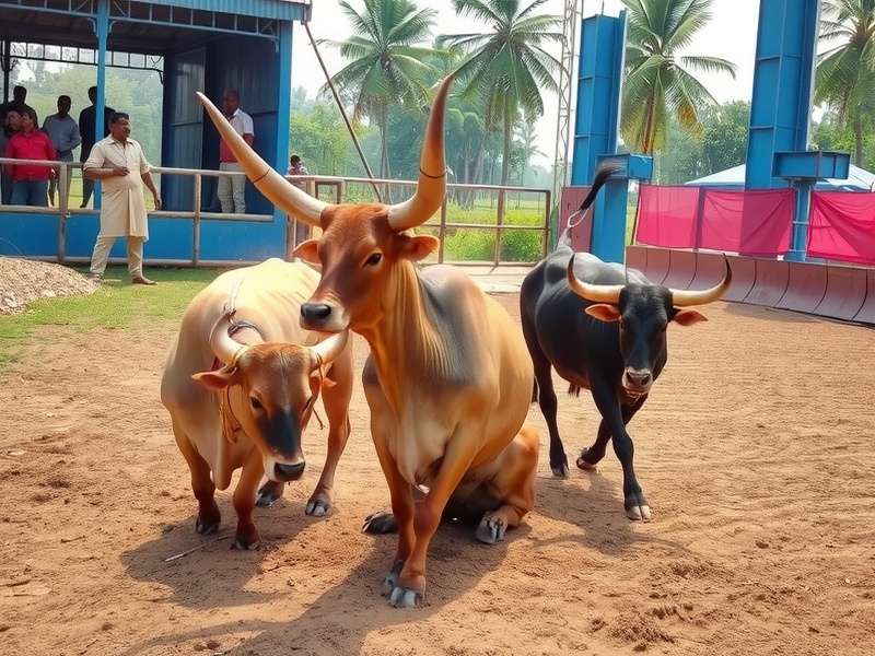 Traditional Bull Rampage event in rural India