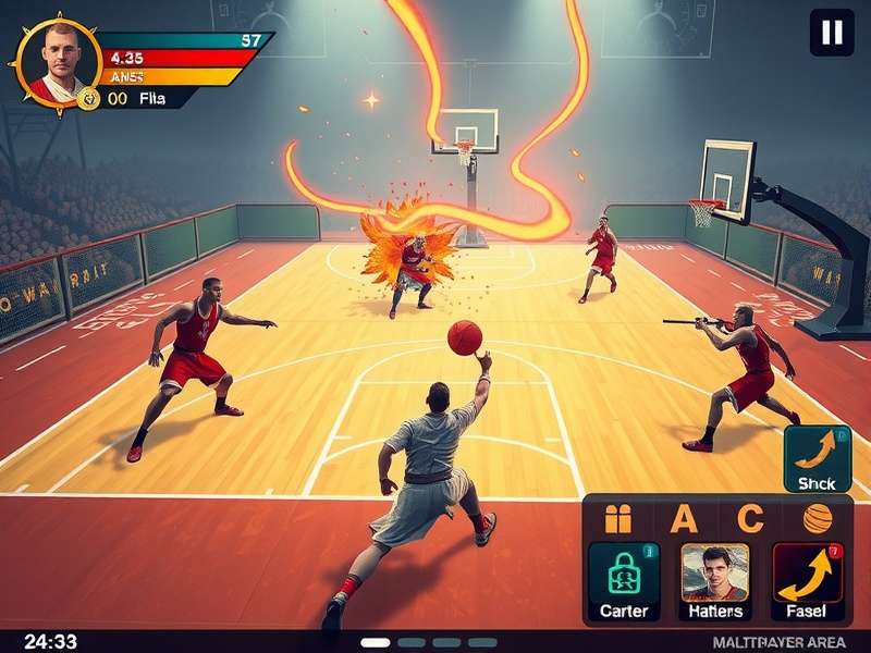 Basket Warrior Conqueror gameplay screenshot showing basketball court with warrior elements