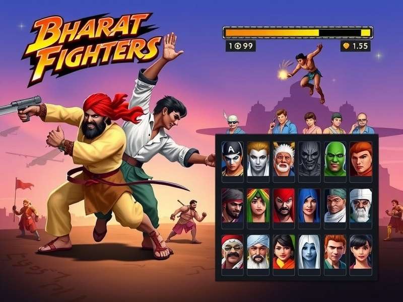 Bharat Fighters - In-Game Combat Bharat Fighters gameplay screenshot showing two characters engaged in combat