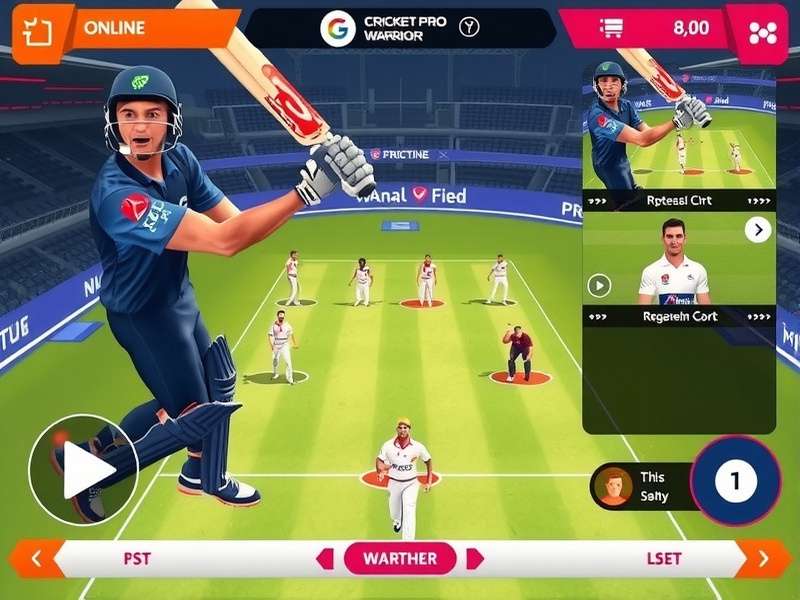Cricket Pro Warrior multiplayer interface showing online opponents