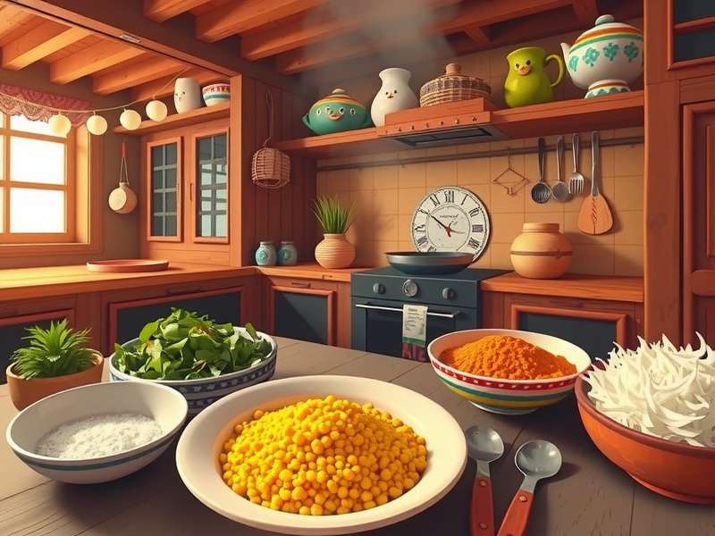 Traditional Punjabi kitchen setting in the game