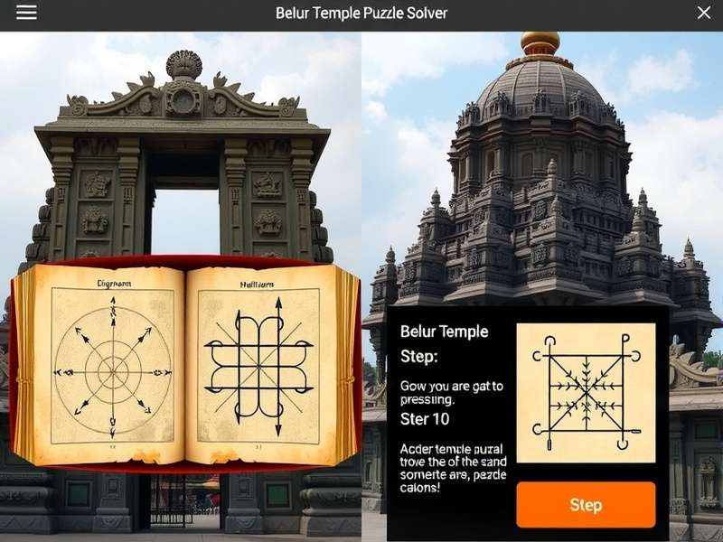 Historical Puzzle Manuscript Ancient manuscript showing Belur Temple puzzle diagrams
