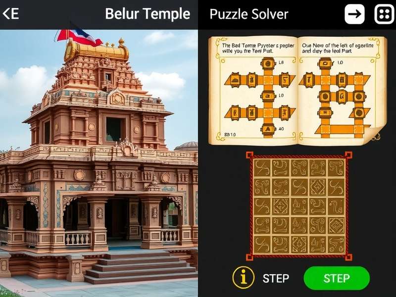 Modern Digital Puzzle Interface Digital interface of Belur Temple puzzle game