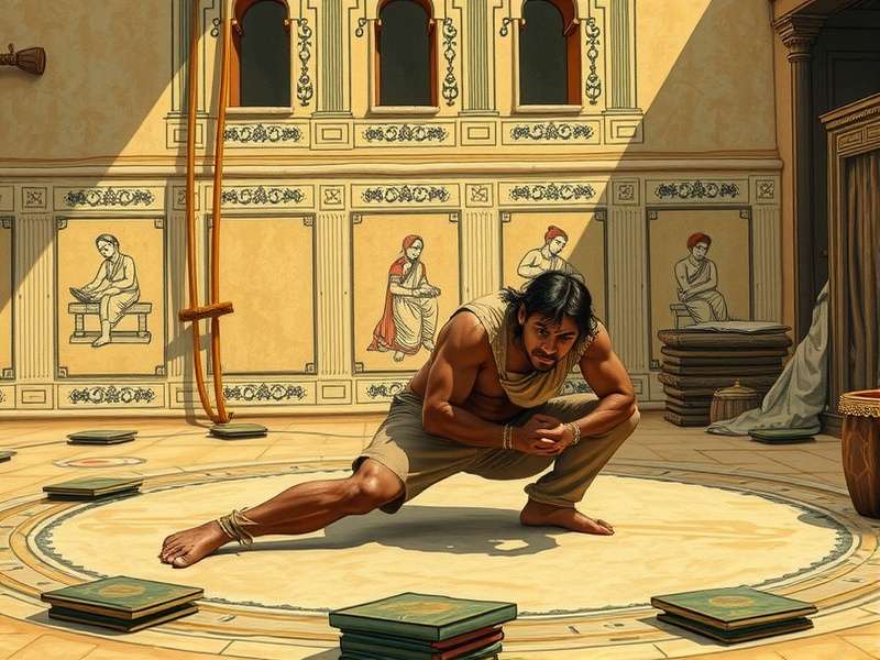 Historical depiction of Goa Grip Grapple in ancient Indian manuscripts