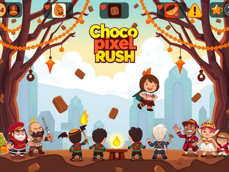 Choco Pixel Rush character lineup showing all playable heroes